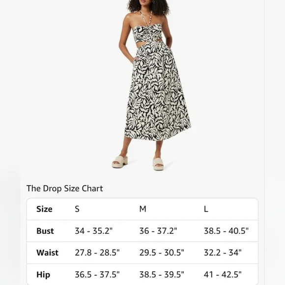 The Drop Women's Brinda Cotton Cut Out Halter Maxi Dress Size MEDIUM Black White - Picture 6 of 9